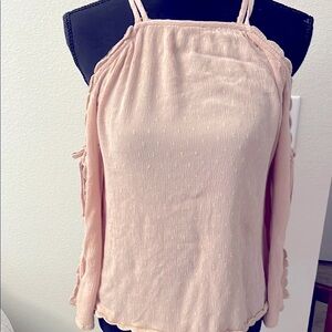 American Eagle Women's Pink Sleeveless Top cut out shoulders boho sleeves-